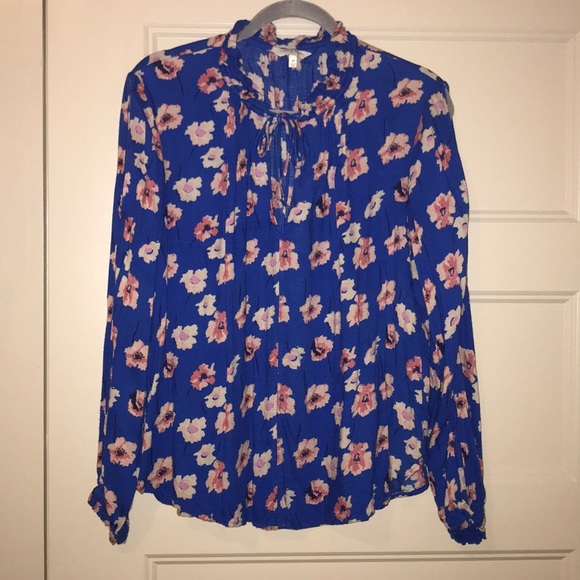 Lucky Brand Royal Blue And Pink Floral Blouse - Picture 2 of 5